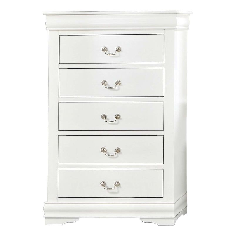 Louis Philippe 5 Storage Drawers Chest, White Finish Acme