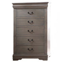 Louis Philippe 5 Storage Drawers Chest, Antique Gray Finish Acme