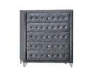 Dante 5 Storage Drawers Chest, Gray Velvet Acme