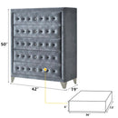 Dante 5 Storage Drawers Chest, Gray Velvet Acme