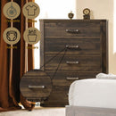 Elettra 5 Storage Drawers Chest, Rustic Walnut Finish Acme