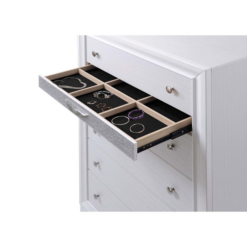 Naima 5 Storage Drawers Chest, White Finish Acme