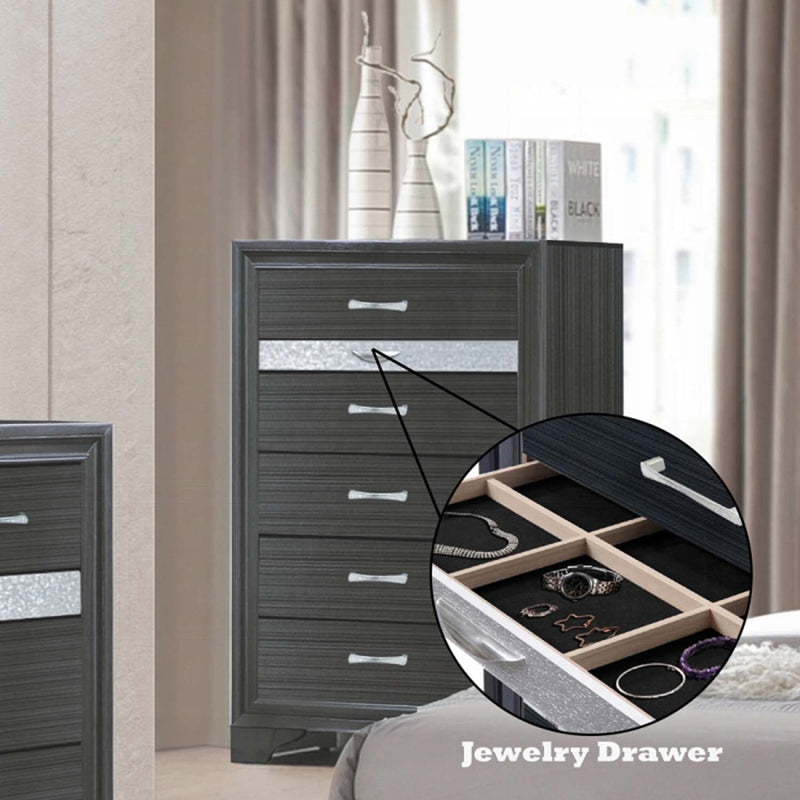 Naima 5 Storage Drawers Chest, Black Finish Acme