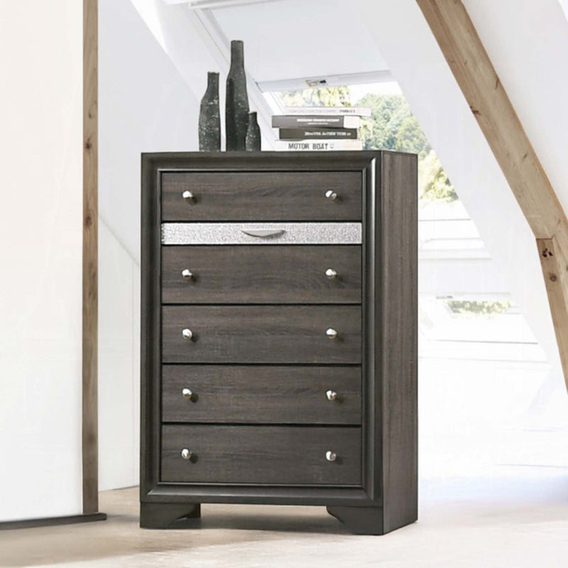 Naima 5 Storage Drawers Chest, Gray Finish Acme