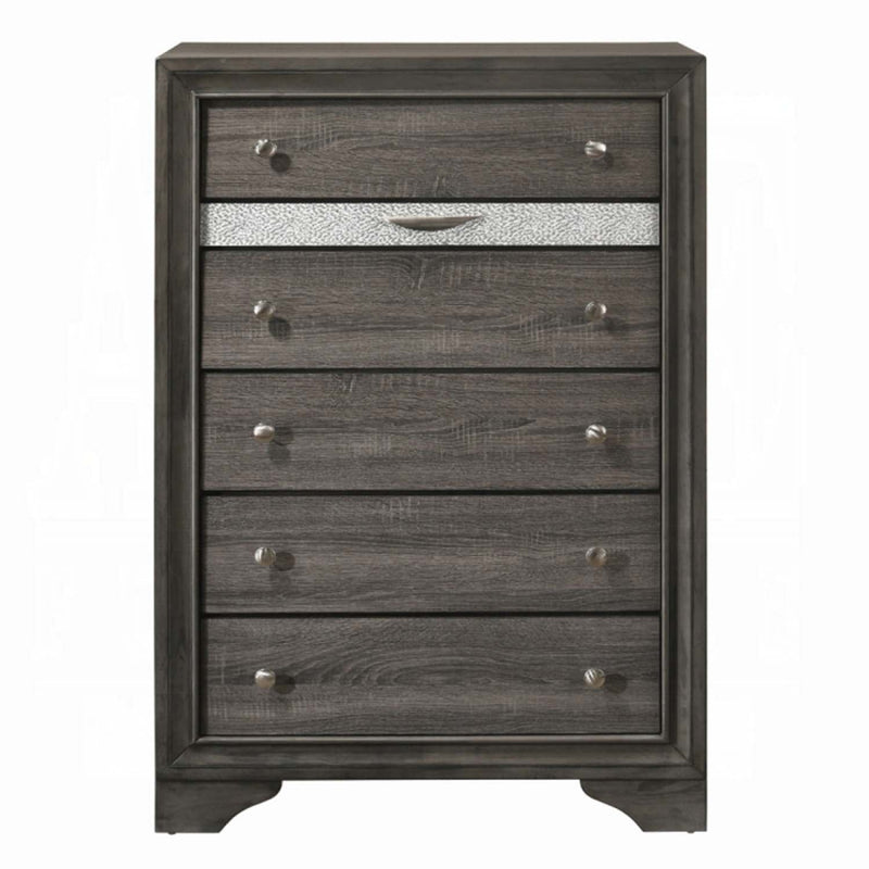 Naima 5 Storage Drawers Chest, Gray Finish Acme