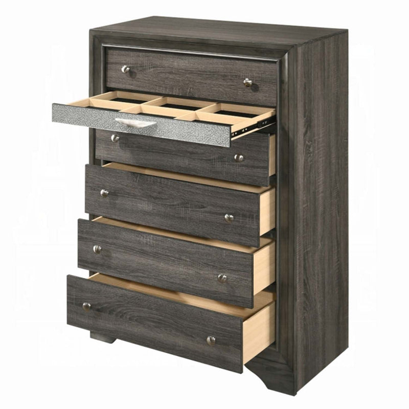 Naima 5 Storage Drawers Chest, Gray Finish Acme