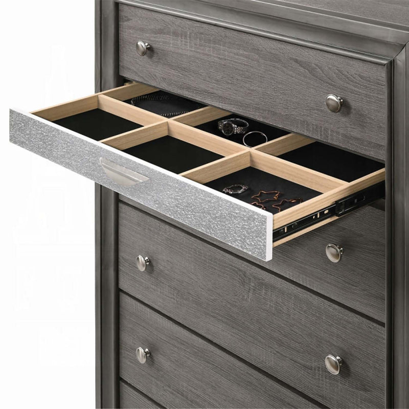 Naima 5 Storage Drawers Chest, Gray Finish Acme