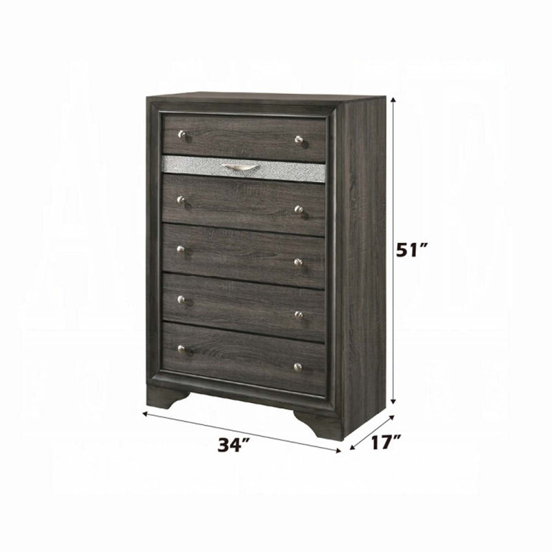 Naima 5 Storage Drawers Chest, Gray Finish Acme