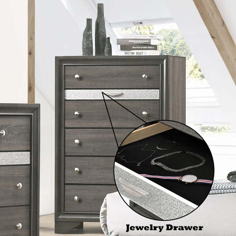 Naima 5 Storage Drawers Chest, Gray Finish Acme