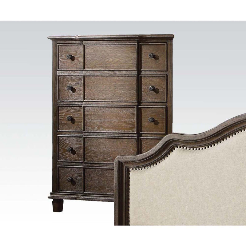 Baudouin 5 Storage Drawers Chest, Weathered Oak Finish Acme
