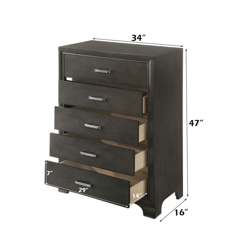 Carine II 5 Storage Drawers Chest, Gray Finish Acme
