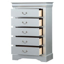 Louis Philippe 5 Storage Drawers Chest, Platinum Finish Acme