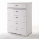 Naima II 6 Storage Drawers Chest, White High Gloss Finish Acme
