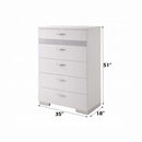 Naima II 6 Storage Drawers Chest, White High Gloss Finish Acme
