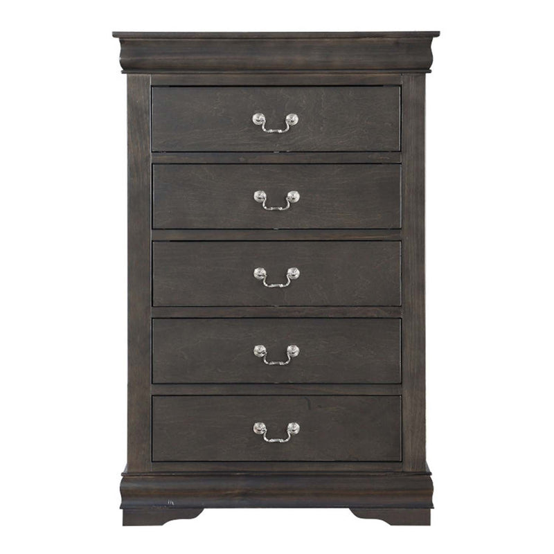 Louis Philippe 5 Storage Drawers Chest, Dark Gray Finish Acme