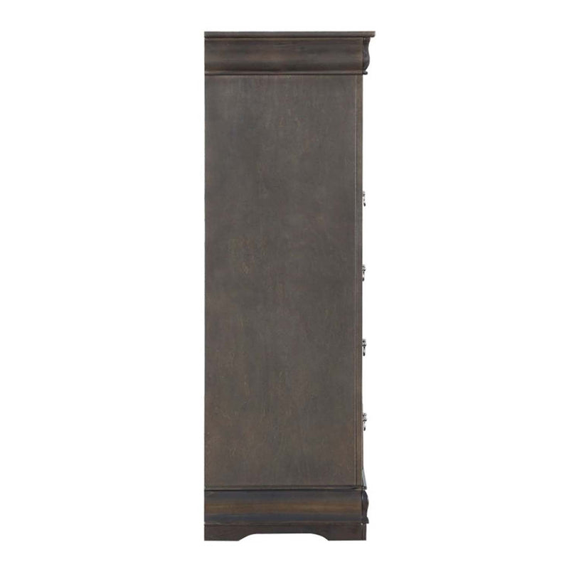 Louis Philippe 5 Storage Drawers Chest, Dark Gray Finish Acme