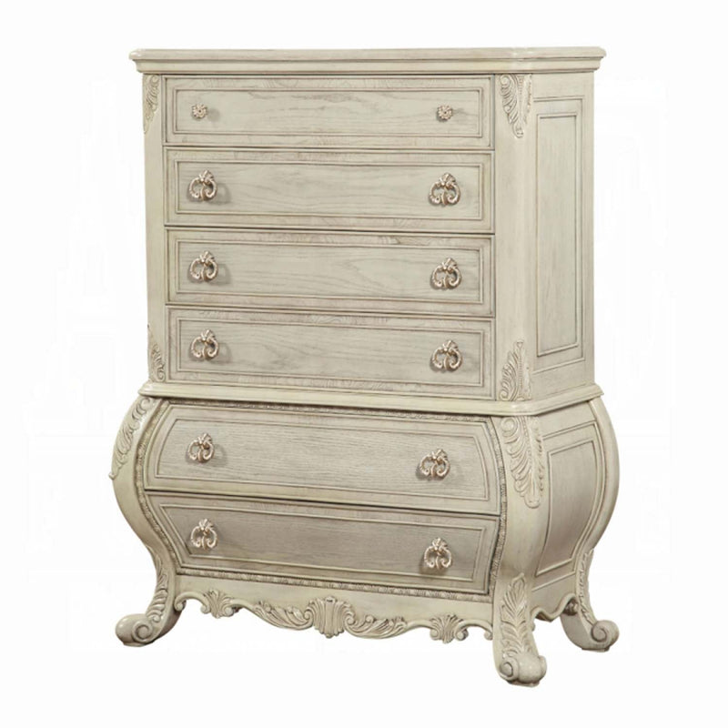 Ragenardus 6 Storage Drawers Chest, Antique White Finish Acme