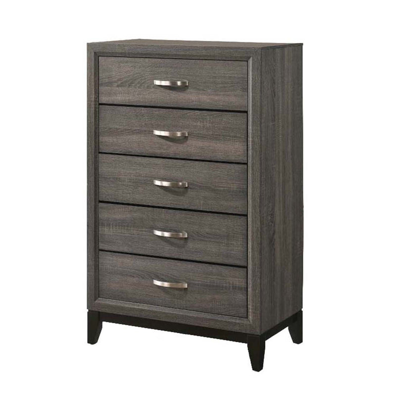 Valdemar 5 Storage Drawers Chest, Weathered Gray Finish Acme