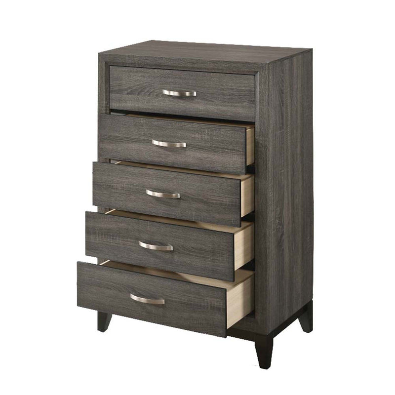 Valdemar 5 Storage Drawers Chest, Weathered Gray Finish Acme