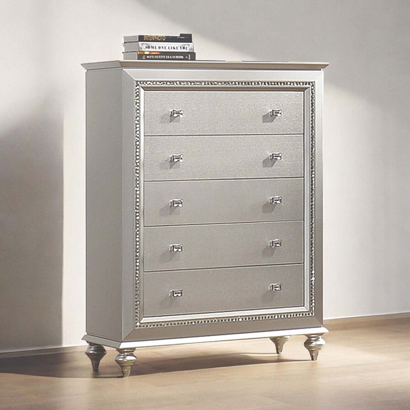 Kaitlyn 5 Storage Drawers Chest, Champagne Finish Acme