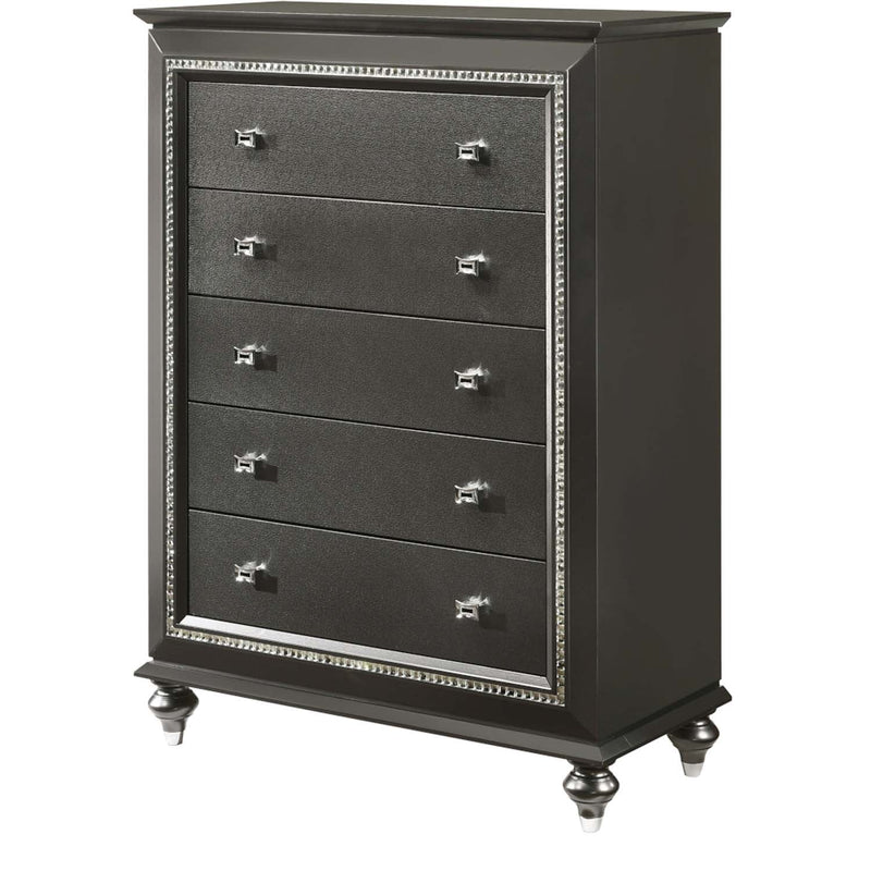Kaitlyn 5 Storage Drawers Chest, Metallic Gray Finish Acme