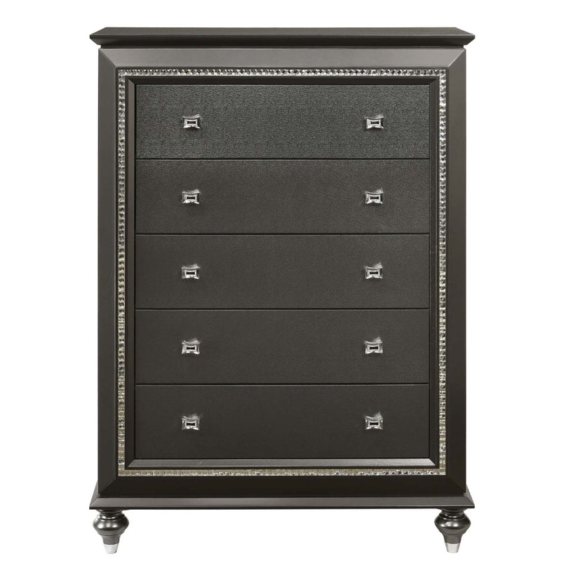 Kaitlyn 5 Storage Drawers Chest, Metallic Gray Finish Acme