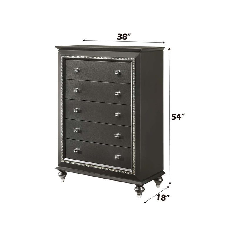 Kaitlyn 5 Storage Drawers Chest, Metallic Gray Finish Acme