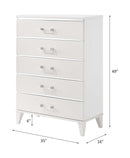 Chelsie 5 Storage Drawers  Chest, White Finish Acme