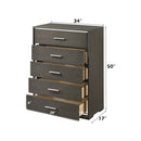 Escher 5 Storage Drawer Chest, Gray Oak Finish Acme
