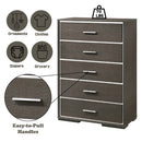 Escher 5 Storage Drawer Chest, Gray Oak Finish Acme
