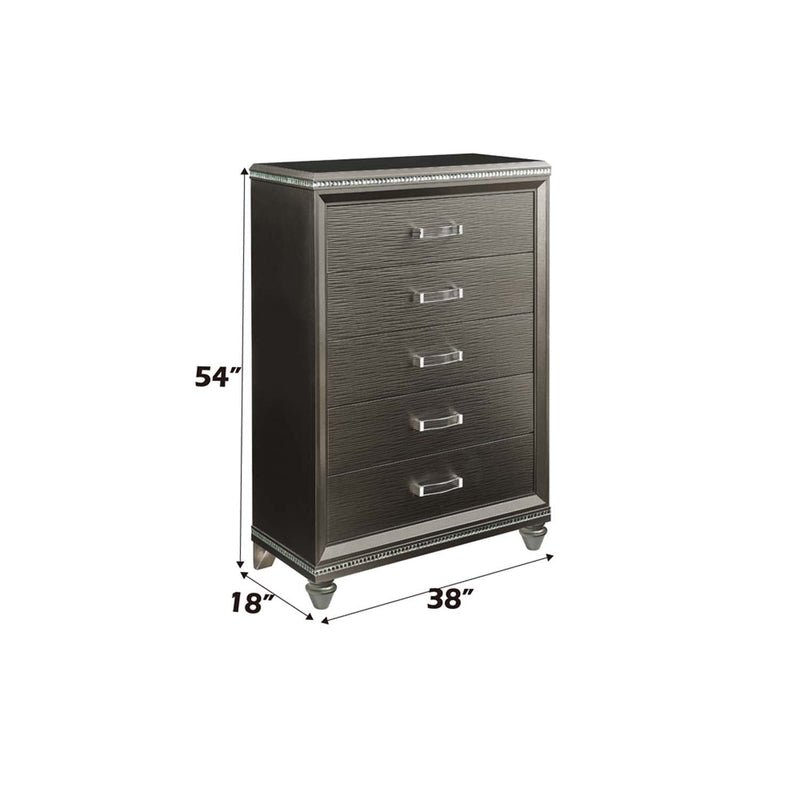 Sadie 5 Storage Drawer Chest, Dark Champagne Finish Acme