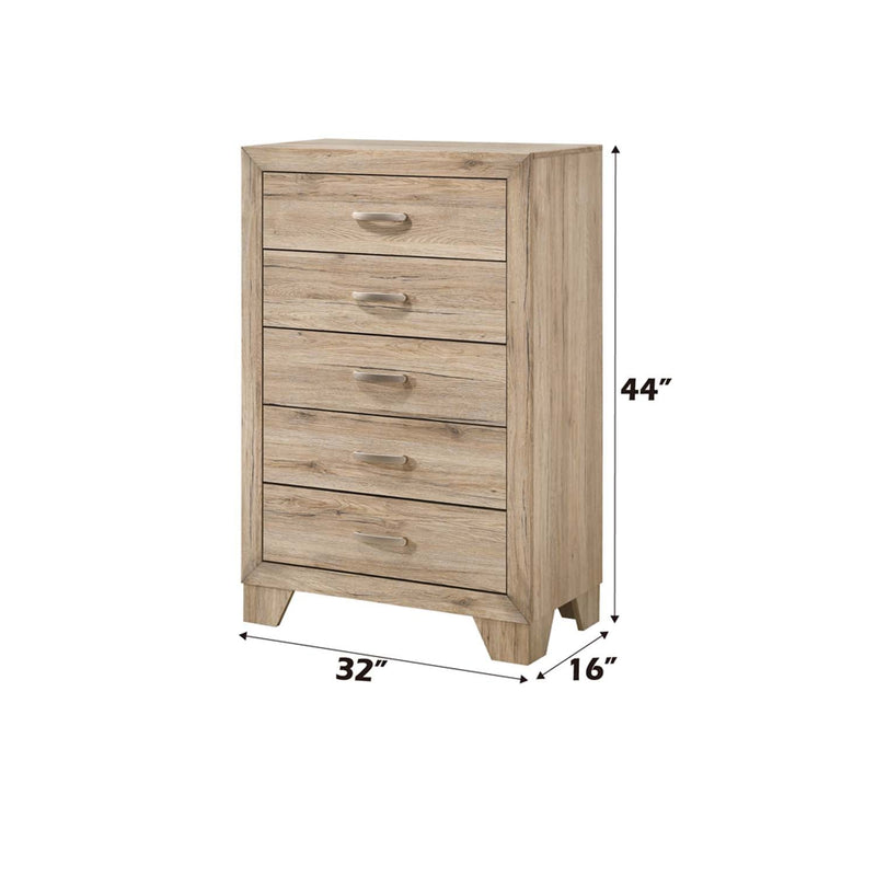 Miquell 5 Storage Drawers Chest, Natural Finish Acme