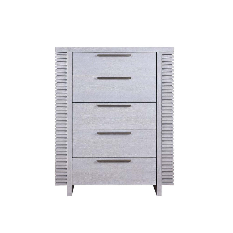 Aromas w/Side Storage 5 Storage Drawers Chest, White Oak Finish Acme