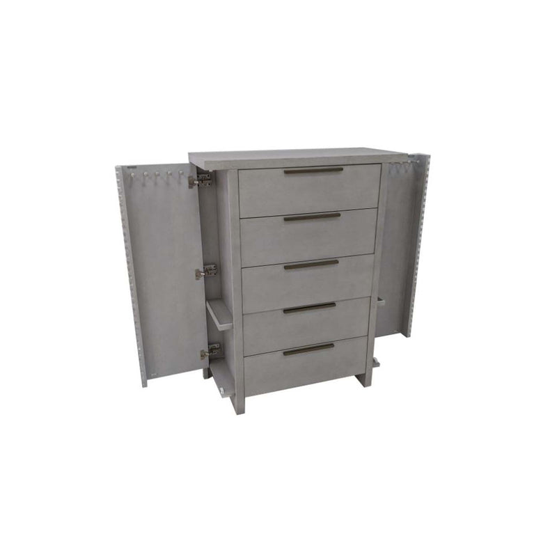 Aromas w/Side Storage 5 Storage Drawers Chest, White Oak Finish Acme