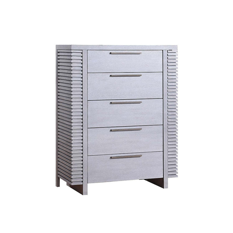 Aromas w/Side Storage 5 Storage Drawers Chest, White Oak Finish Acme