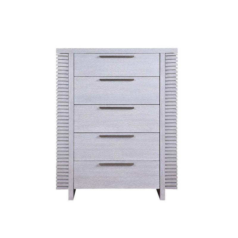 Aromas w/Side Storage 5 Storage Drawers Chest, White Oak Finish Acme