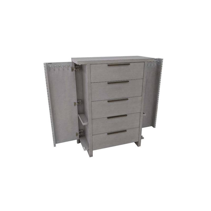Aromas w/Side Storage 5 Storage Drawers Chest, White Oak Finish Acme