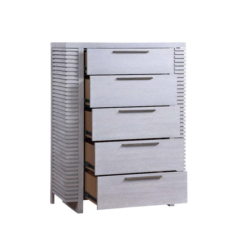 Aromas w/Side Storage 5 Storage Drawers Chest, White Oak Finish Acme
