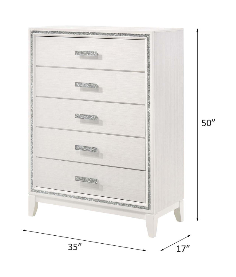 Haiden 5 Storage Drawers Chest, White Finish Acme