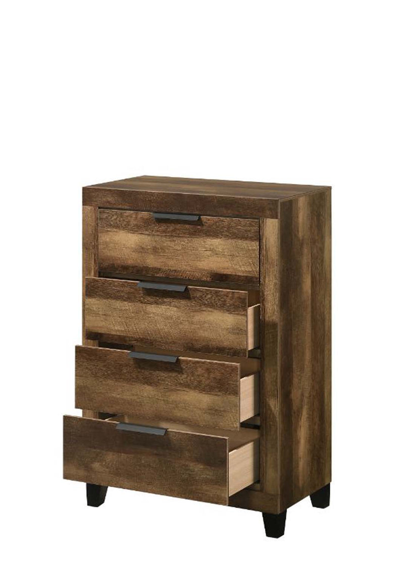 Morales 4 Storage Drawers Chest, Rustic Oak Finish Acme