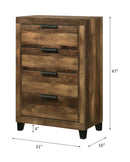 Morales 4 Storage Drawers Chest, Rustic Oak Finish Acme