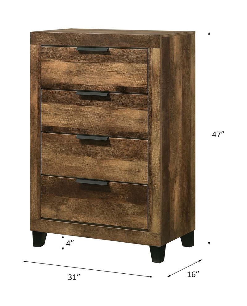 Morales 4 Storage Drawers Chest, Rustic Oak Finish Acme