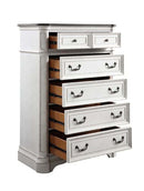 Florian 6 Storage Drawers Chest, Antique White & Oak Finish Acme