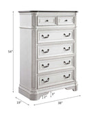 Florian 6 Storage Drawers Chest, Antique White & Oak Finish Acme