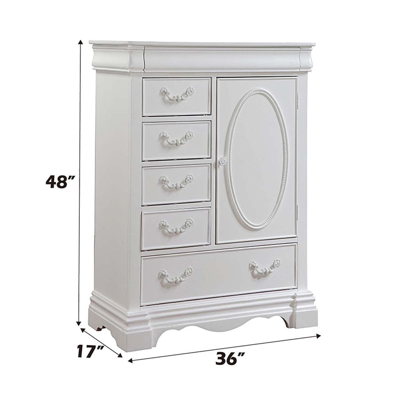 Estrella 6 Storage Drawers & Door Chest, White Finish Acme