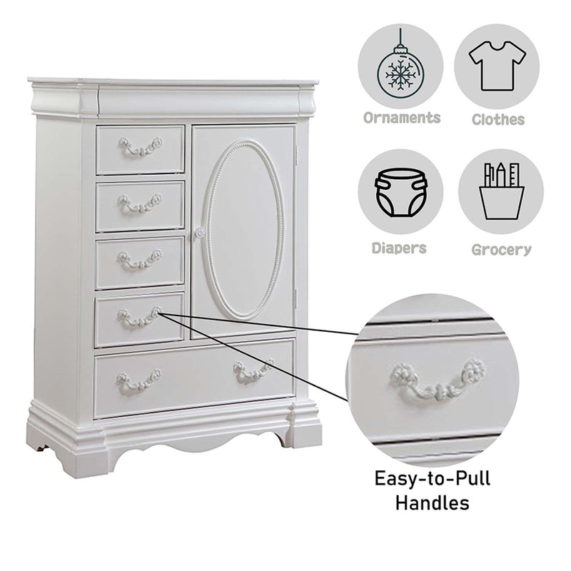 Estrella 6 Storage Drawers & Door Chest, White Finish Acme