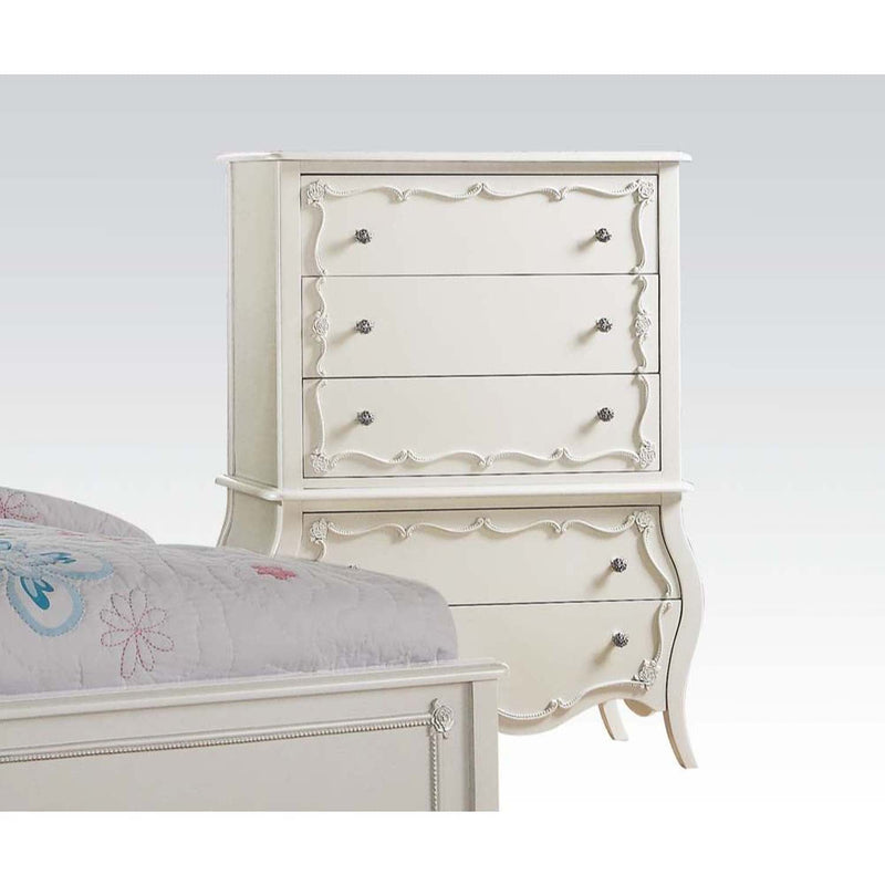 Edalene 5 Storage Drawers Chest, Pearl White Finish Acme