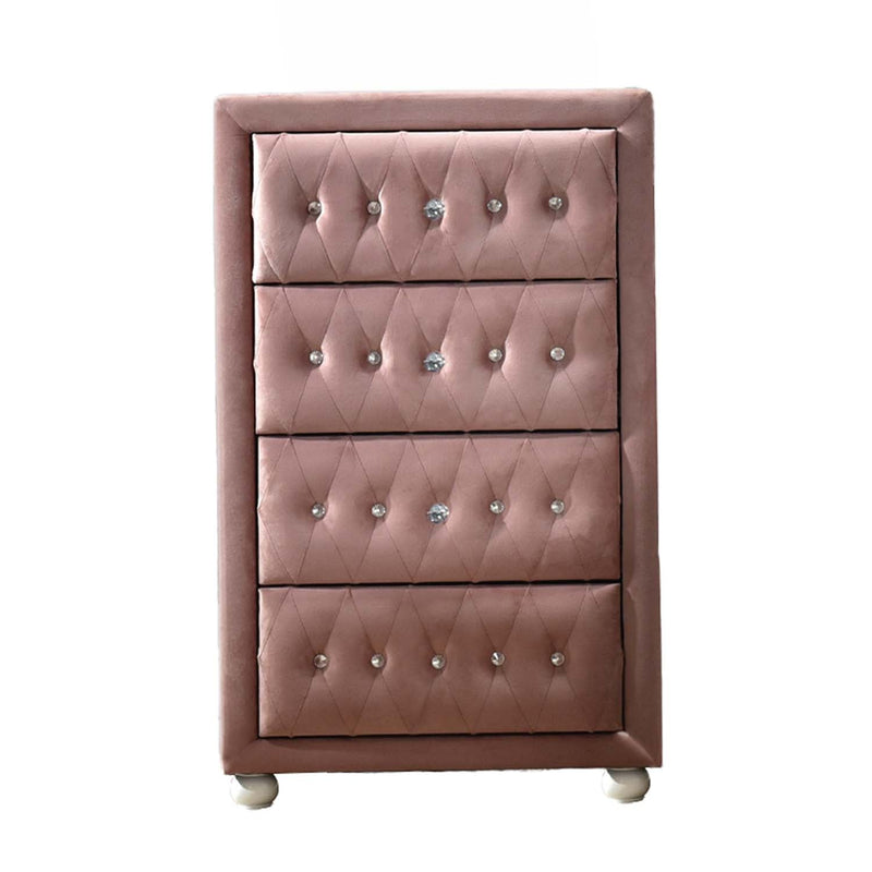 Reggie 4 Storage Drawers Chest, Pink Fabric Acme