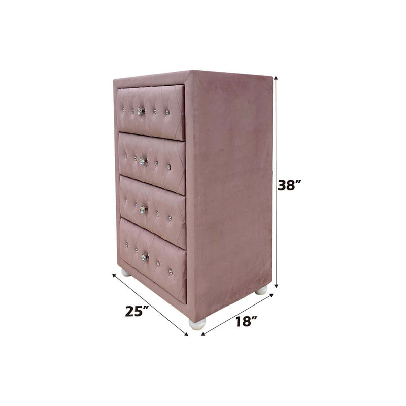 Reggie 4 Storage Drawers Chest, Pink Fabric Acme