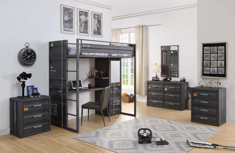 Cargo w/4 Drawers 4 Storage Drawers Chest, Gunmetal Finish Acme